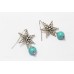 Earrings Silver 925 Sterling Dangle Drop Women Turquoise Gem Stone Handmade C753